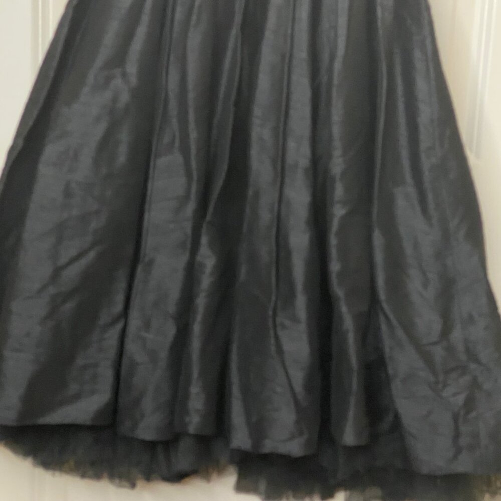 Vintage Y2K ABS by Allen Schwartz Black Silk Strapless Evening Gown Sz 2 - Picture 9 of 11
